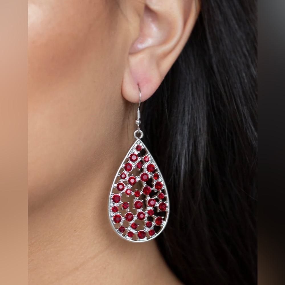 Red dangle earrings